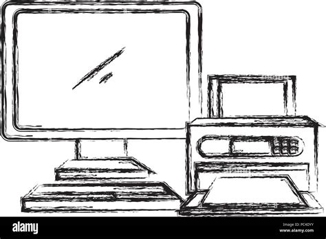 Image result for Computer Set with Printer Drawing