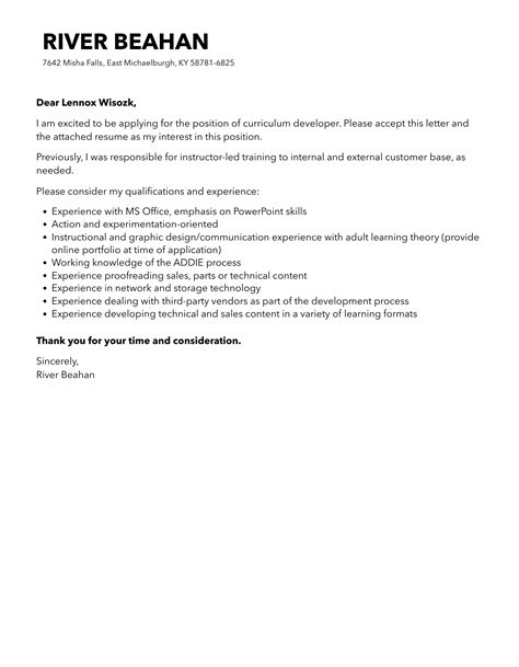 Afbeeldingsresultaten voor Curriculum Developer Cover Letter Examples