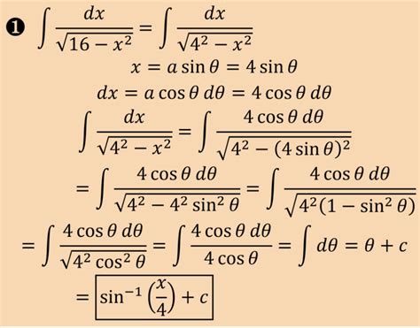 Image result for Trigonometric Substitution Integration Formulas
