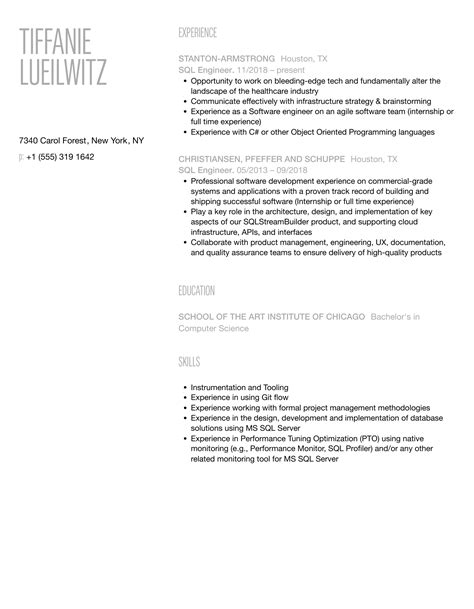 Afbeeldingsresultaten voor SQL Support Engineer Resume