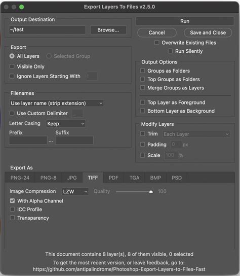 Toradh íomhá ar Photoshop Export Script
