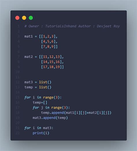 Toradh íomhá ar Matrix Addition Python