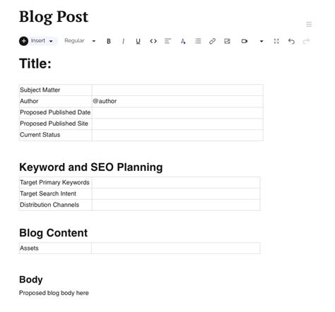 Image result for Blog Post Draft Template