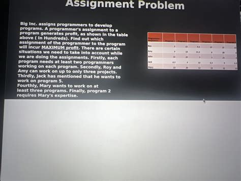 Optimal Assignment Problem ಗಾಗಿ ಇಮೇಜ್ ಫಲಿತಾಂಶ