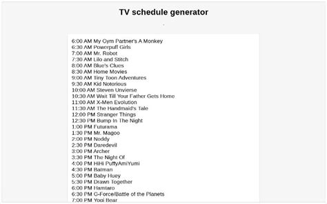 Image result for Create TV Schedule