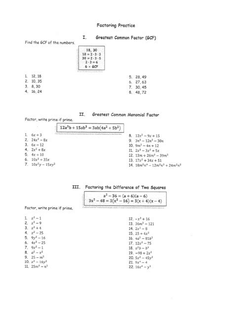 Image result for Factorization Practice Question