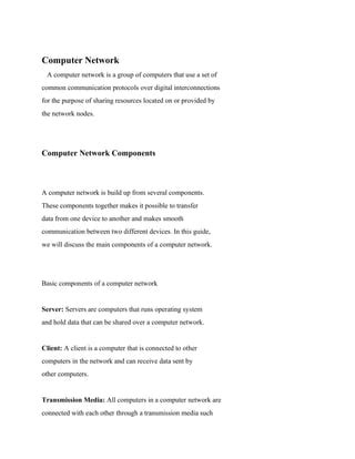 Image result for Components of a Computer Network PDF