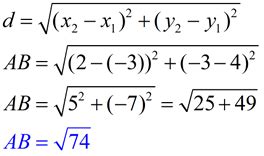 Image result for Distance Formula Example with Answer Are Radical