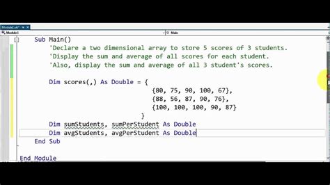 Toradh íomhá ar Visual Studio Declare Array
