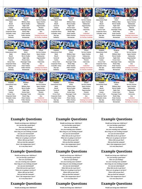 Image result for Spyfall Location Sheet