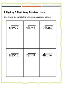 Image result for 4 by 1 Digit Division Worksheet