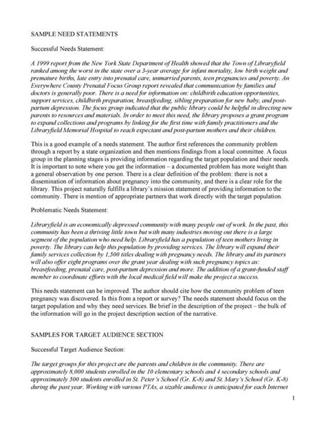 Image result for Example of Statement of Continiuing Need