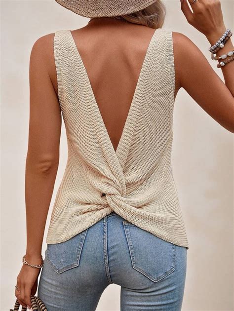 Image result for Open Back Top with Twisted String