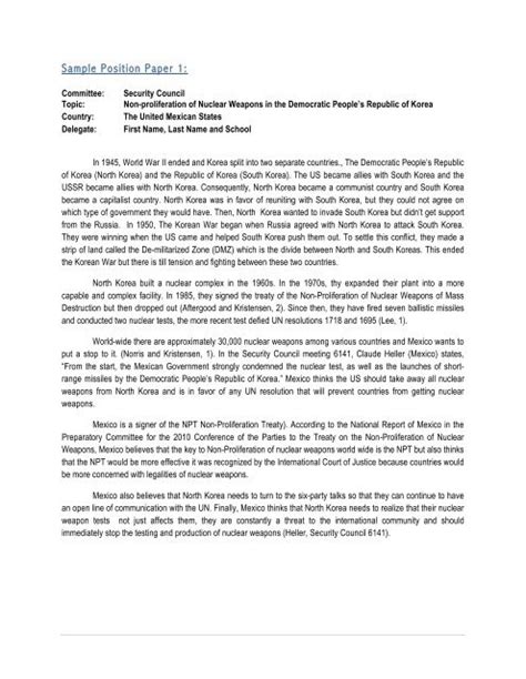 Afbeeldingsresultaten voor Good Position Paper Example for Model Un