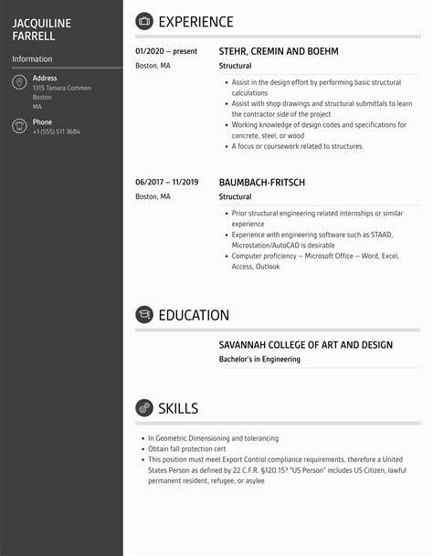 Image result for Experienced Structural Resume Pattern