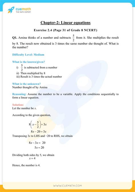 Image result for Chapter 2 Linear Equations Class 8 Worksheet