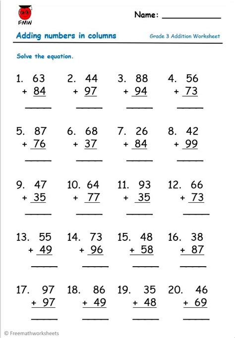 Image result for 3rd Grade Adding Worksheets