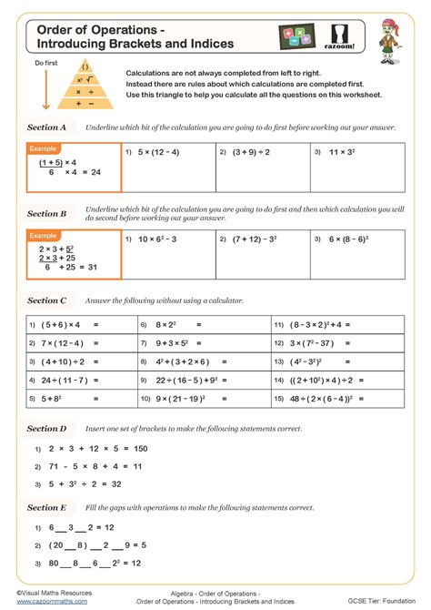Image result for Order of Operations Worksheet for Grade 6