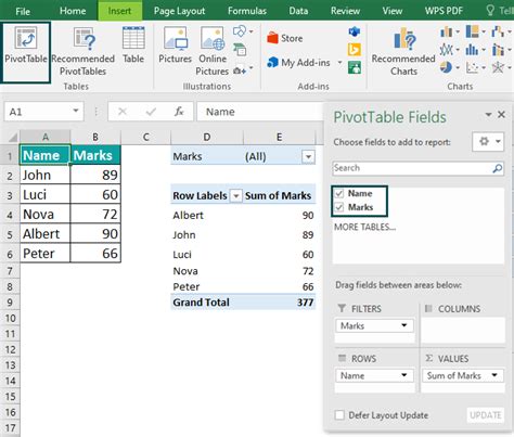 Pivot Table Filter に対する画像結果