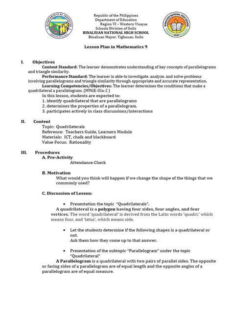 Mathematics 9 Lesson Plan に対する画像結果