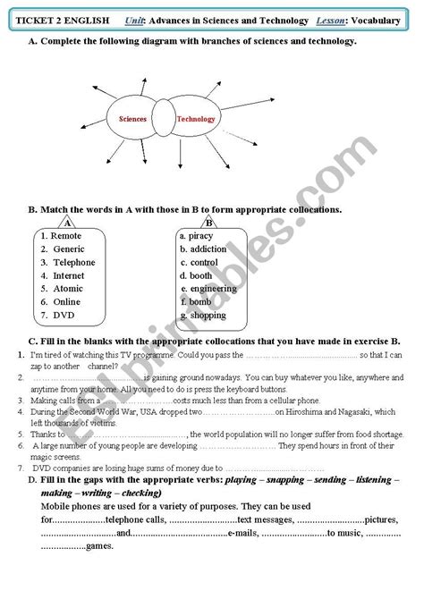 Résultat d’images pour Science vs Technology Worksheet