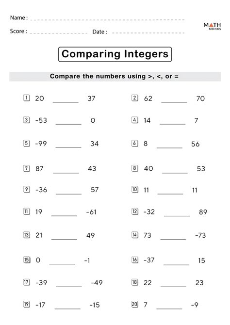 Image result for Identifying Integers Worksheet