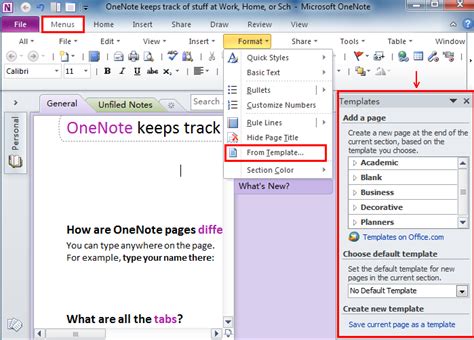 Image result for OneNote for Windows 10 Templates