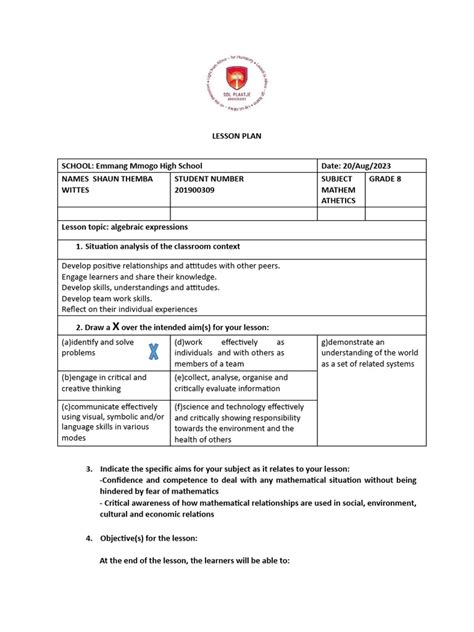 Image result for Example of a Asu Lesson Plan