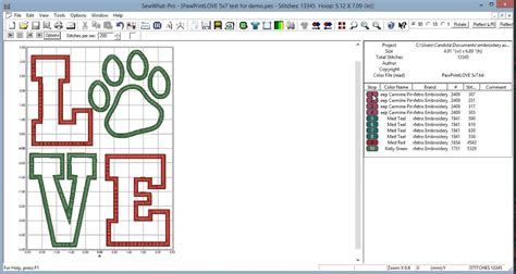 Toradh íomhá ar Sew What Pro Embroidery Software