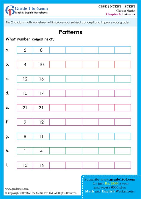 Afbeeldingsresultaten voor Number Pattern Worksheets