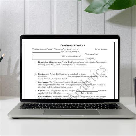 Image result for Consignment Contract Form