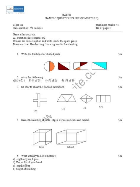 Worksheet for Class 3 Maths ICSE に対する画像結果