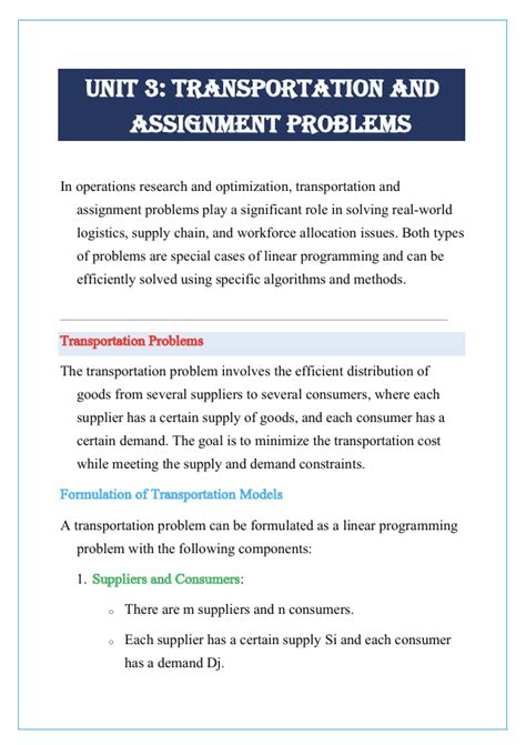 Image result for Transport Assignment Problem in Operations Research