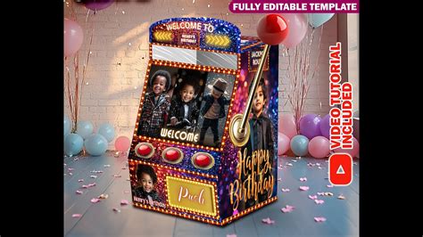 Toradh íomhá ar DIY Slot Machine Gift Box Printable Template