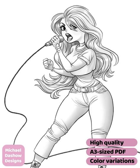 Image result for Coloring Pages Beautiful Singer