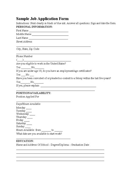 Image result for Sample Job Application Format