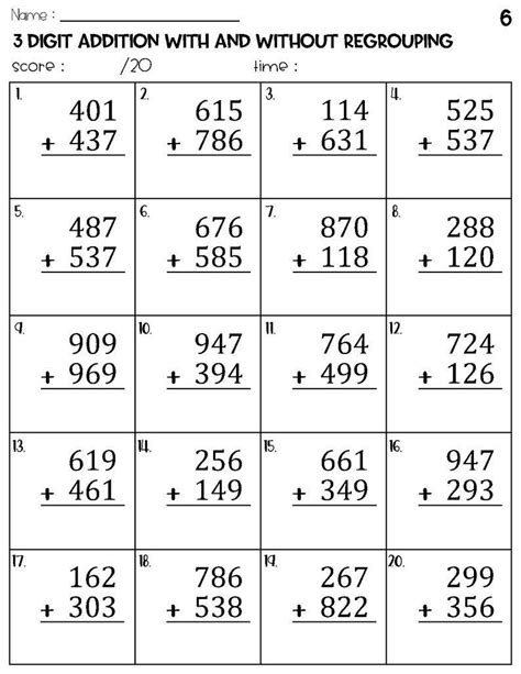Afbeeldingsresultaten voor 3rd Grade Math Worksheets 3-Digit Addition