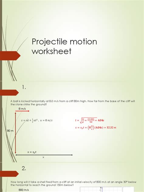 Image result for Projectile Motion Practice Worksheet