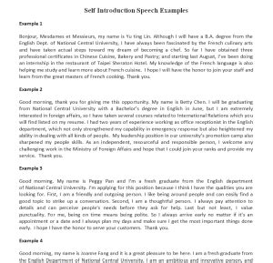 Image result for Simple Self Introduction Forum Example