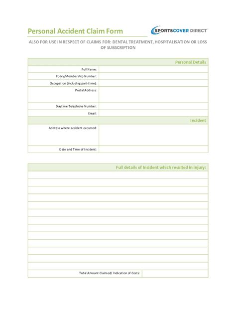 Image result for Accident Claim Form