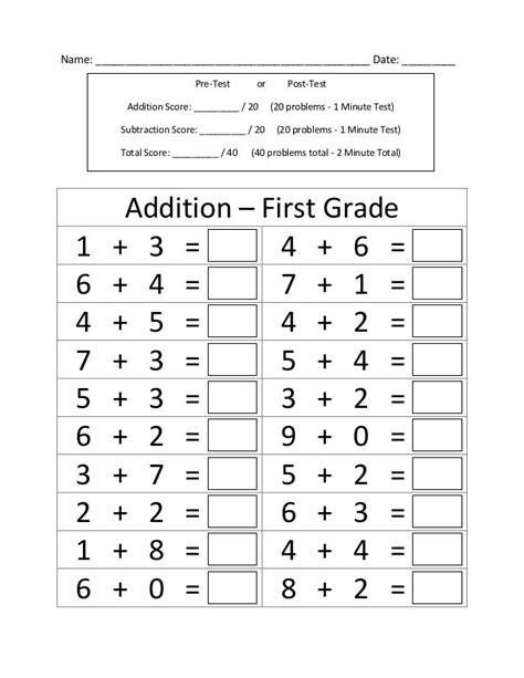 Image result for Grade 1 Math Test Printable