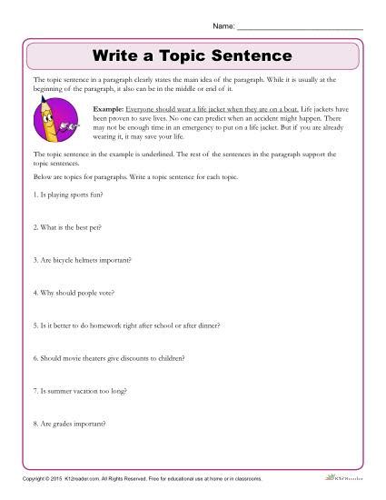 Topic Sentence Writing Practice に対する画像結果
