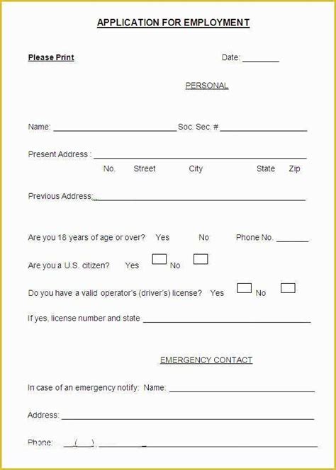 Image result for Basic Job Application Form Template