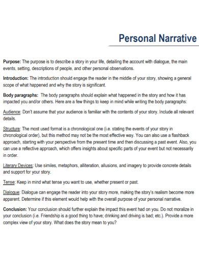 Image result for Personal Narrative Draft Examples