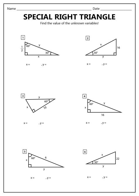 Toradh íomhá ar Right Triangle Word Problems Worksheet