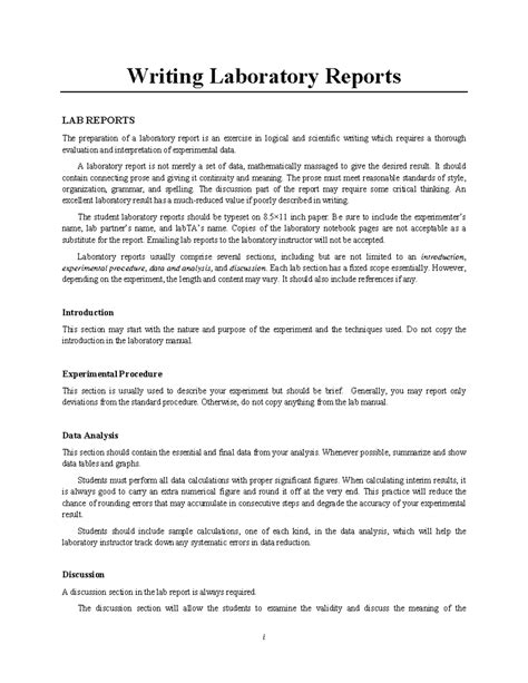 Image result for Chemical Lab Report Example