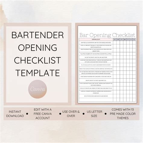 Image result for Example of Bar Checlist