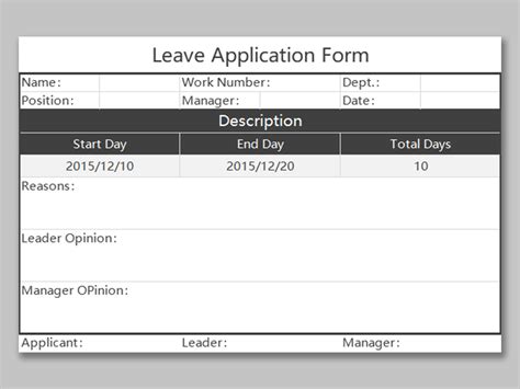 Image result for Editable Leave Application Form