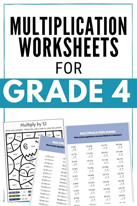 Image result for 4th Grade Multiplication Worksheets Printable