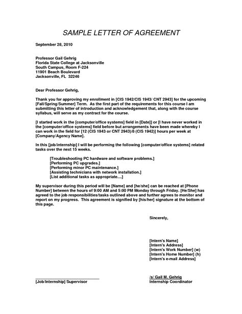 Toradh íomhá ar Simple Letter of Agreement Template